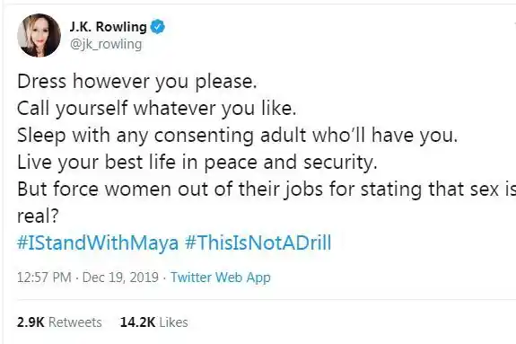 il tweet di Rowling sulle donne